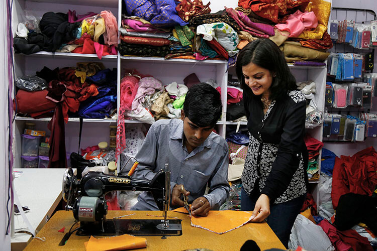 Mahima Shekhawat at her tailoring unit